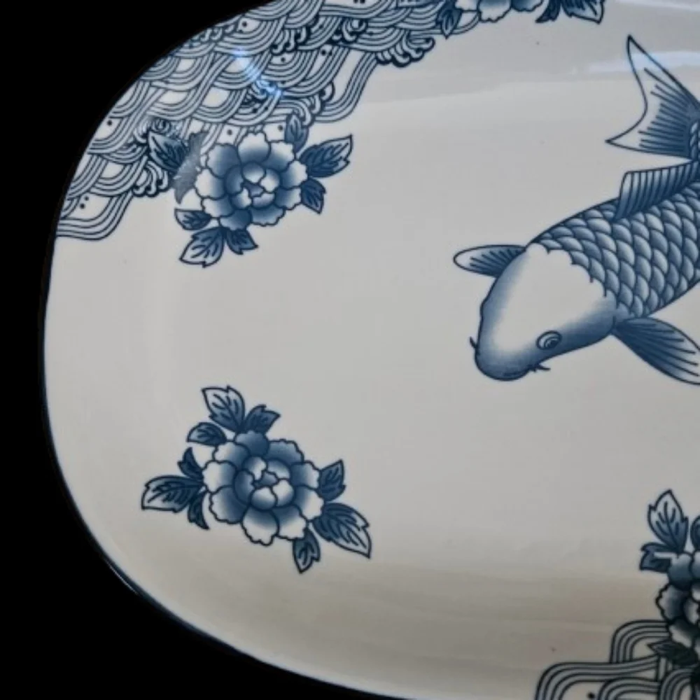 **Cheng Blue & White Fish design porcelain Plates/Platters (Price is for each)
